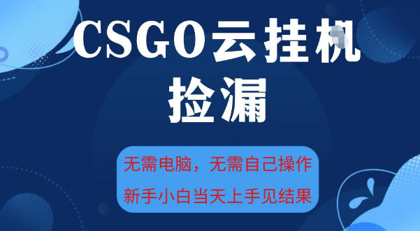 CSGO云挂G全自动捡漏,最新独家玩法,无需电脑操作,新手小白日入5张+【揭秘】-研习库