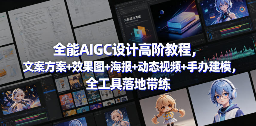 全能AIGC设计高阶教程，文案方案+效果图+海报+动态视频+手办建模，全工具落地带练-研习库