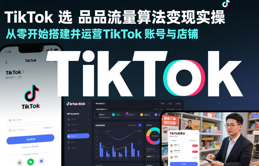 TikTok选品流量算法变现实操，从零开始搭建并运营TikTok账号与店铺-研习库