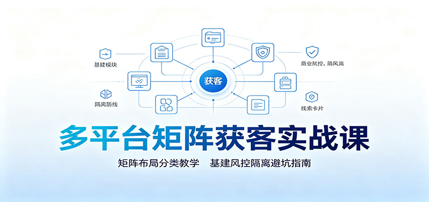 多平台矩阵获客实战课：矩阵布局分类教学，基建风控隔离避坑指南-研习库