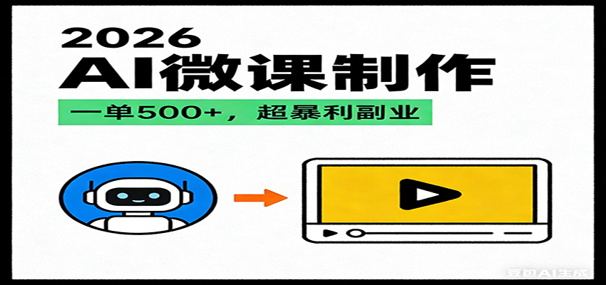 2026AI 风口最稳副业：微课代写制作，一单 500+，人人可做的蓝海项目-研习库