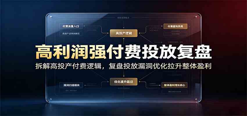 高利润强付费投放复盘:拆解高投产付费逻辑,复盘投放漏洞优化拉升整体盈利-研习库