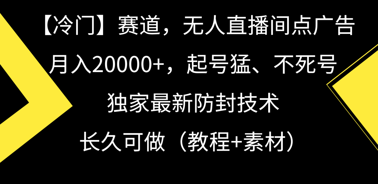 冷门赛道无人直播间点广告, 月入20000+,起号猛不死号,独 家最新防封技术