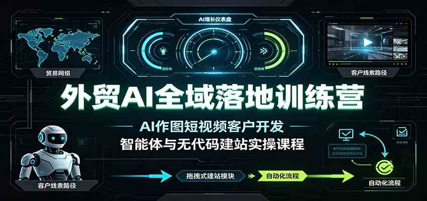 外贸AI全域落地训练营:AI作图短视频客户开发,智能体与无代码建站实操课程-研习库