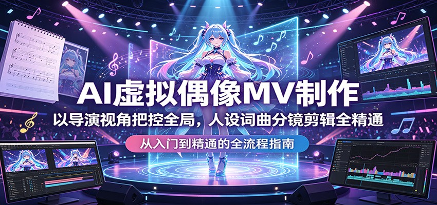 AI虚拟偶像MV制作：以导演视角把控全局，人设词曲分镜剪辑全精通-研习库