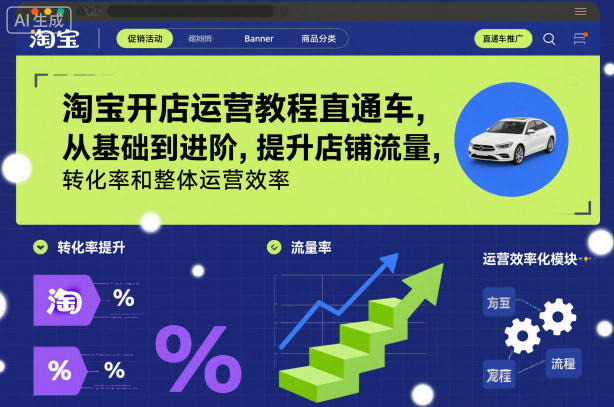 淘宝开店运营教程直通车，从基础到进阶，提升店铺流量，转化率和整体运营效率（更新26年05月27日）-研习库