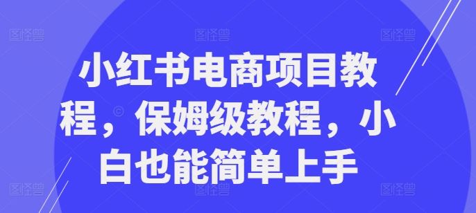 小红书电商项目教程，保姆级教程，小白也能简单上手-研习库