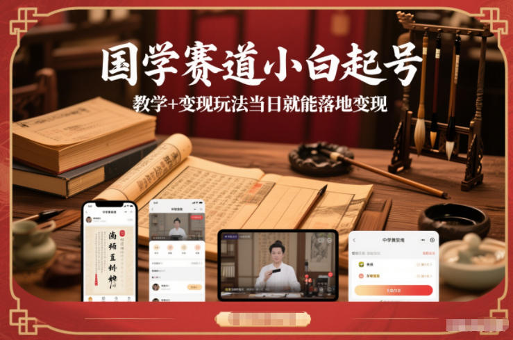 国学赛道小白起号教学+变现玩法当日就能落地变现-研习库
