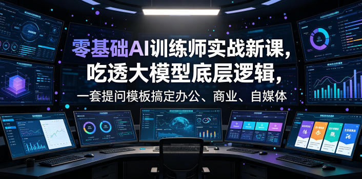 零基础AI训练师实战课,吃透大模型底层逻辑,一套提问模板搞定办公、商业、自媒体、设计、生活全场景AI落地应用-研习库