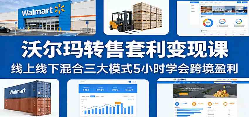 沃尔玛转售套利变现课:线上线下混合三大模式5小时学会跨境盈利-研习库