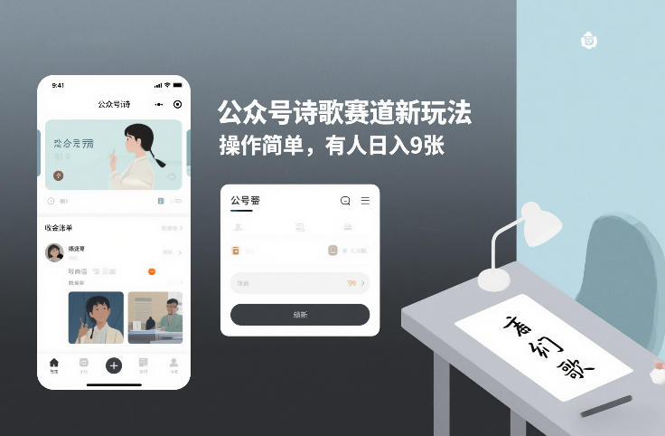 公众号诗歌赛道新玩法，操作简单，有人日入9张-研习库