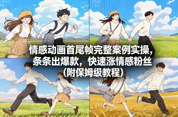 情感动画首尾帧完整案例实操，条条出爆款，快速涨情感粉丝（附保姆级教程）-研习库