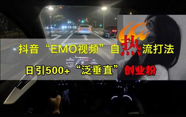抖音EMO视频自热打法,日引500+“泛垂直”创业粉-研习库