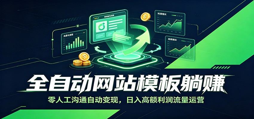 全自动网站模板躺赚:零人工沟通自动变现,日入高额利润流量运营-研习库