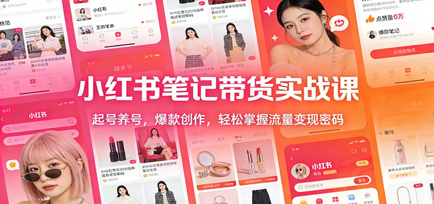 小红书笔记带货实战课：起号养号，爆款创作，轻松掌握流量变现密码-研习库