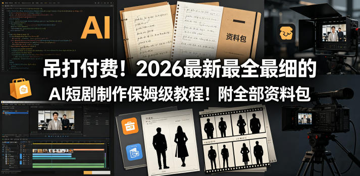 吊打付费!2026最新最全最细的AI短剧制作保姆级教程!附全部资料包-研习库