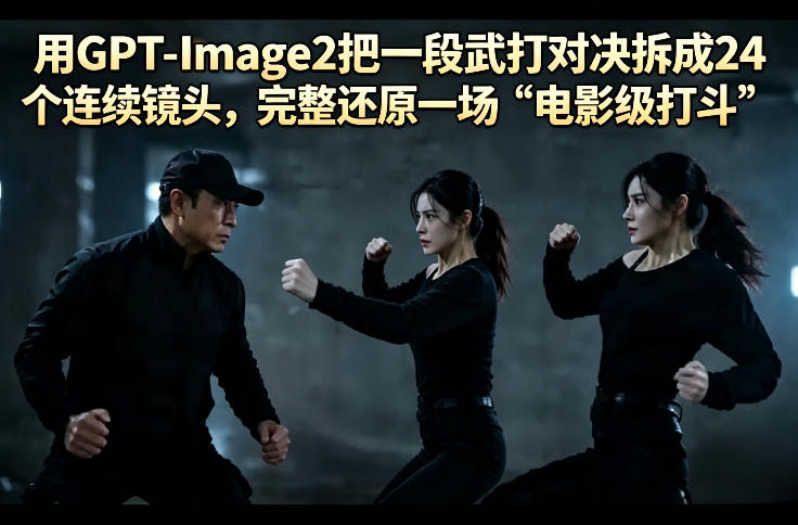 用GPT-Image2把一段武打对决拆成24个连续镜头，完整还原一场“电影级打斗”-研习库