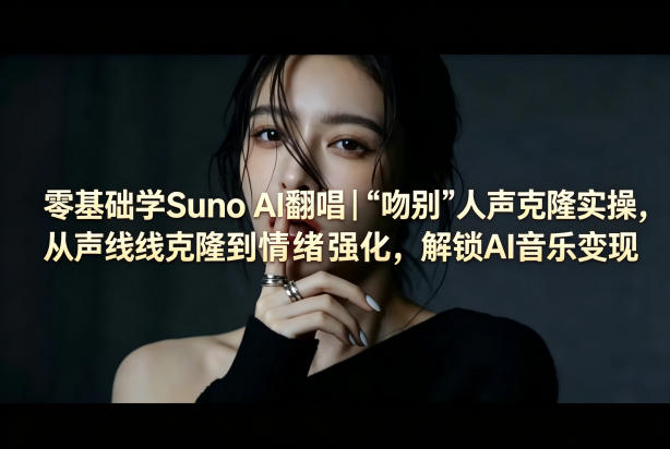 零基础学Suno AI翻唱｜《吻别》人声克隆实操，从声线克隆到情绪强化，解锁AI音乐变现-研习库
