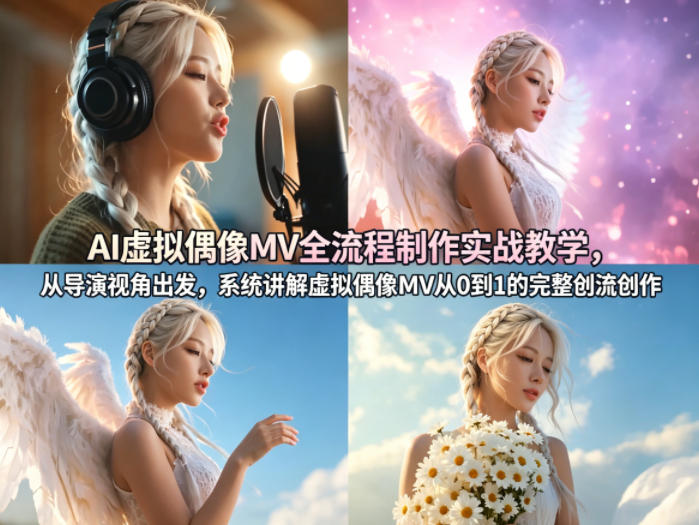 AI虚拟偶像MV全流程制作实战教学，从导演视角出发，系统讲解虚拟偶像MV从0到1的完整创作流程-研习库