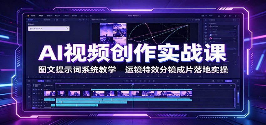 AI视频创作实战课：图文提示词系统教学，运镜特效分镜成片落地实操-研习库