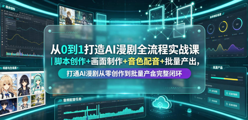 从0到1打造AI漫剧全流程实战课|脚本创作+画面制作+音色配音+批量产出,打通AI漫剧从零创作到批量量产完整闭环-研习库