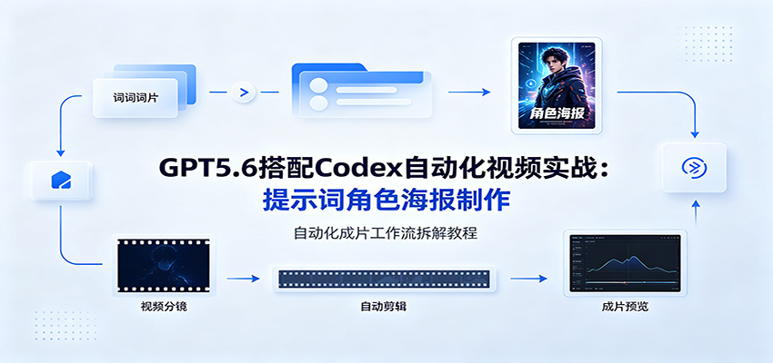 GPT5.6搭配Codex自动化视频实战:提示词角色海报制作,自动化成片工作流拆解教程-研习库