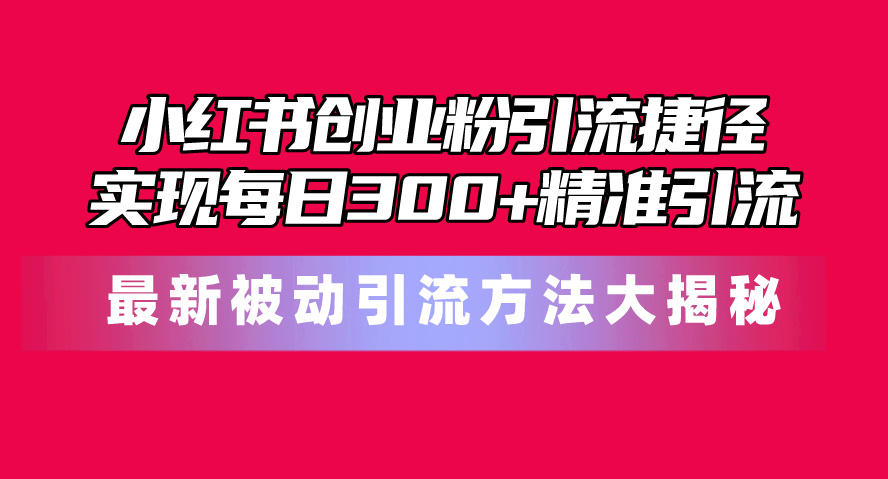 (10692期)小红书创业粉引流捷径!最新被动引流方法大揭秘,实现每日300+精准引流-研习库
