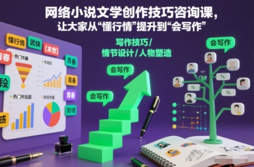 网络小说文学创作技巧咨询课,让大家从“懂行情”提升到”会写作”的高度-研习库