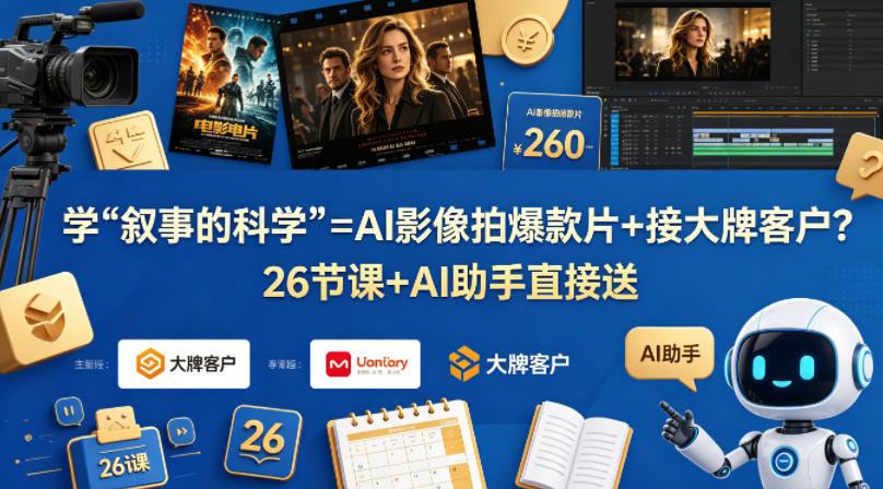 学《叙事的科学》=AI影像拍爆款片+接大牌客户？26节课+AI助手直接送【原创双语字幕】-研习库