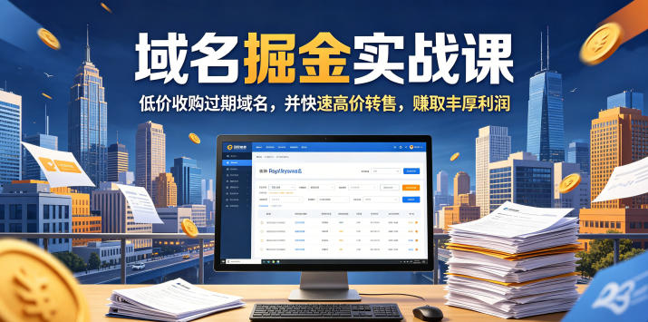 域名交易掘金实战课，低价收购过期域名，并快速高价转售，賺取丰厚利润【原创双语字幕】-研习库