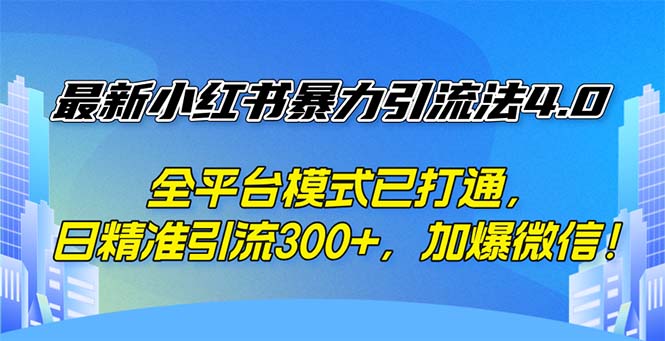 (12505期)最新小红书暴力引流法4.0, 全平台模式已打通,日精准引流300+,加爆微…-研习库