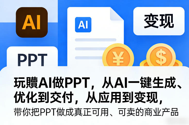 玩賺AI做PPT，从AI一键生成、优化到交付，从应用到变现，带你把PPT做成真正可用、可卖的商业产品（更新0513）-研习库