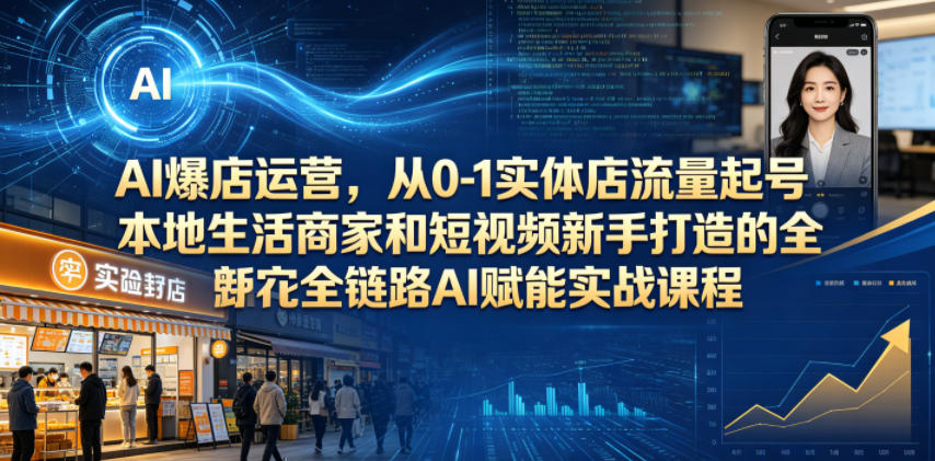 AI爆店运营,从0-1实体店流量起号,本地生活商家和短视频新手打造的全链路AI赋能实战课程-研习库