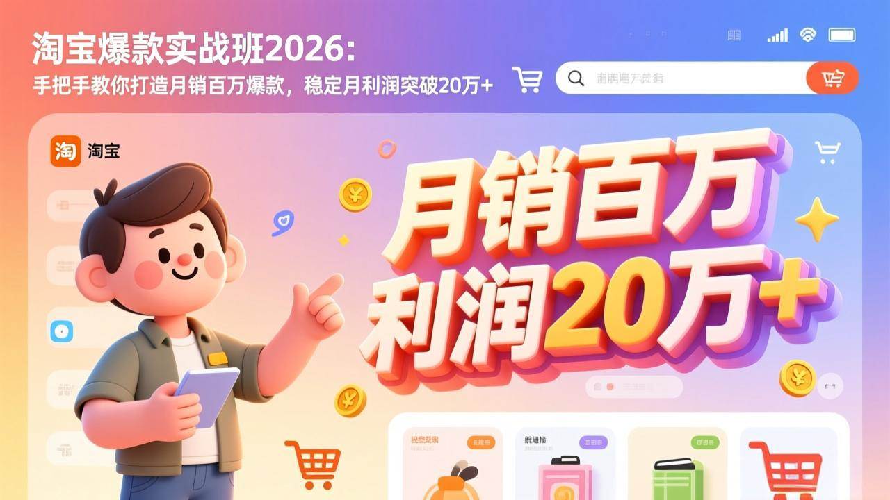 （17209期）淘宝爆款实战班2026：手把手教你打造月销百万爆款，稳定月利润突破20万+-研习库