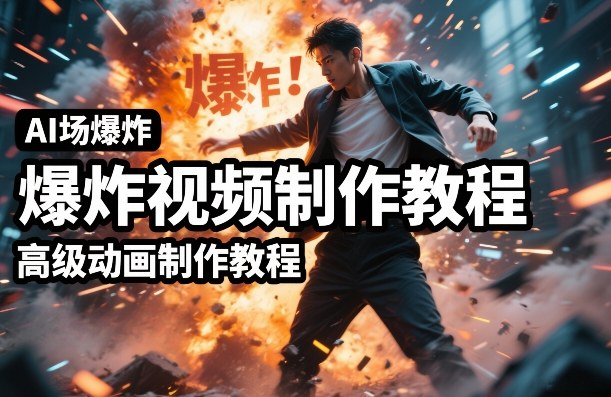 AI场景爆炸视频制作教程,利用人物实拍视频制作出高级的动画特效-研习库