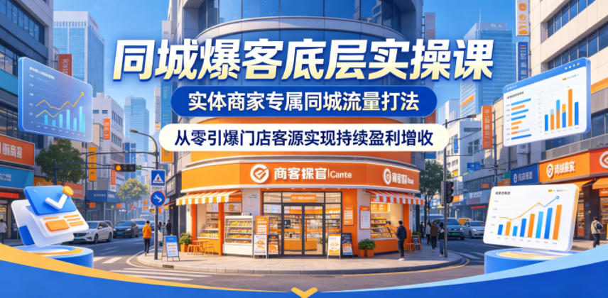 同城爆客底层实操课，实体商家专属同城流量打法，从零引爆门店客源实现持续盈利增收-研习库