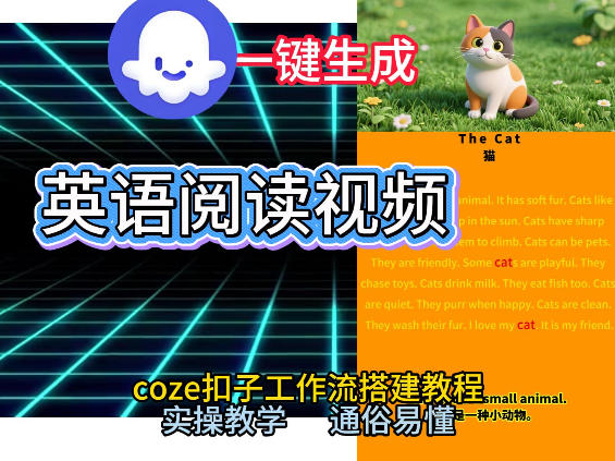 Coze工作流一键生成少儿英语阅读短视频,从0到1演示搭建过程,实操教学,小白也可以学会,搭建自己的AI智能体-研习库