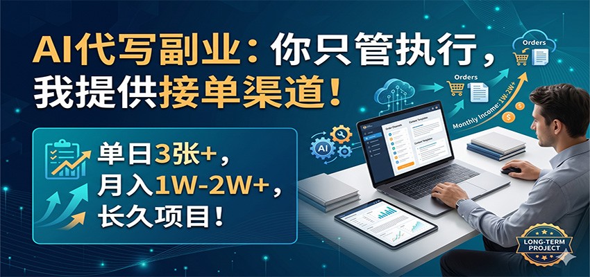 AI代写副业：你只管执行，我提供接单渠道！单日3张+，月入1W-2W+，长久项目-研习库