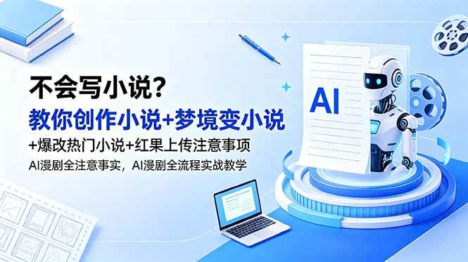 (18801期)不会写小说?教你创作小说+梦境变小说+爆改热门小说+红果上传注意事项,AI漫剧全流程实战教学-研习库