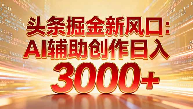 （16923期）头条掘金新风口：AI辅助创作日入3000+，矩阵玩法当天启动隔天见效-研习库