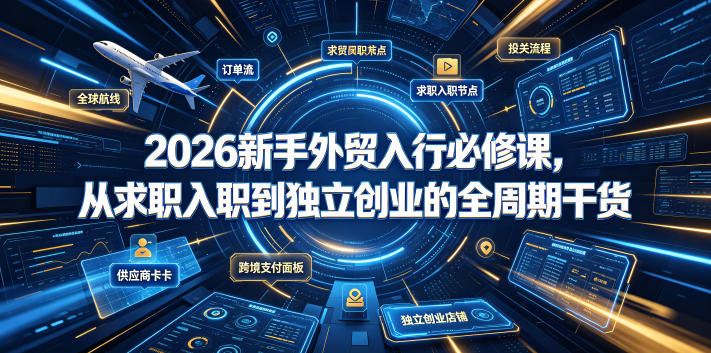 2026新手外贸入行必修课,从求职入职到独立创业的全周期干货-研习库
