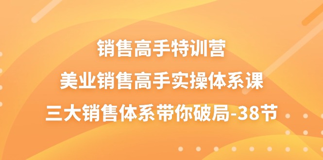销售高手特训营，美业销售高手实操体系课，三大销售体系带你破局（38节）-研习库
