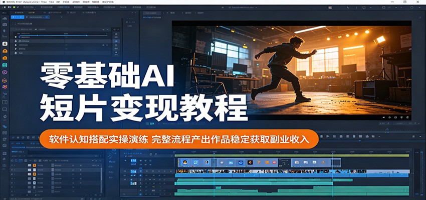 零基础AI短片变现教程：软件认知搭配实操演练，完整流程产出作品稳定获取副业收入-研习库