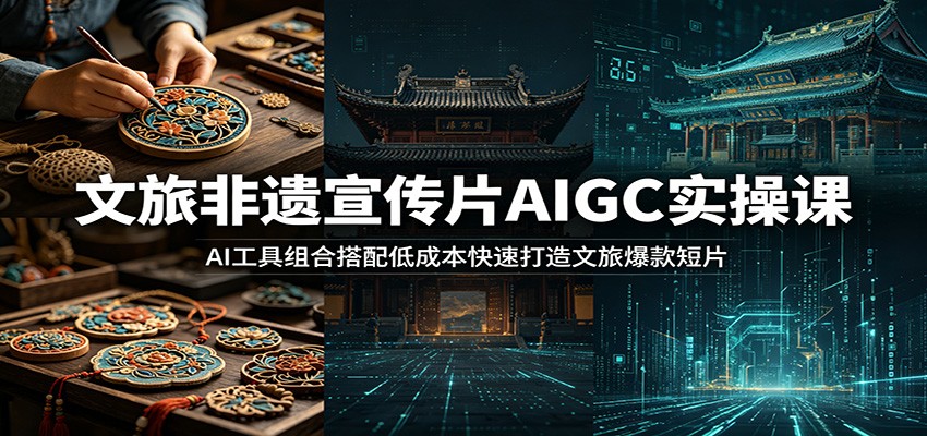 文旅非遗宣传片AIGC实操课:AI工具组合搭配低成本快速打造文旅爆款短片-研习库