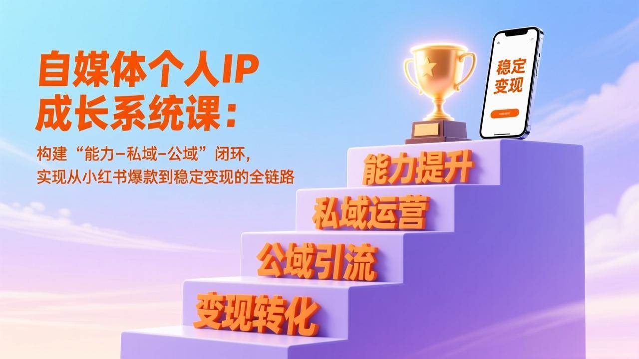 （17192期）自媒体个人IP成长系统课：构建“能力-私域-公域”闭环，实现从小红书爆款到稳定变现的全链路-研习库