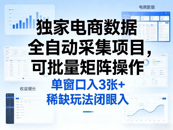 独家电商数据全自动采集项目，可批量矩阵操作，单窗口日入3张+，稀缺玩法闭眼入【揭秘】-研习库