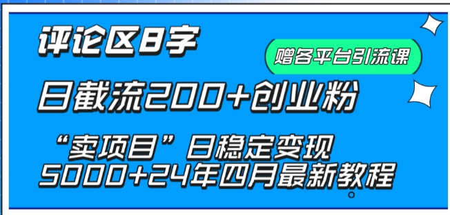抖音评论区8字日截流200+创业粉 “卖项目”日稳定变现5000+-研习库