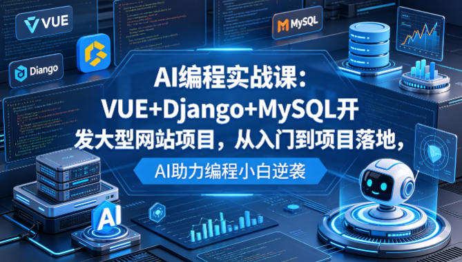 AI编程实战课：VUE+Django+MySQL开发大型网站项目，从入门到项目落地，AI助力编程小白逆袭-研习库