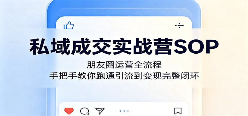 私域成交实战营SOP：朋友圈运营全流程，手把手教你跑通引流到变现完整闭环-研习库