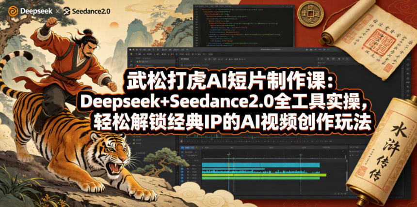 武松打虎AI短片制作课:Deepseek+Seedance2.0全工具实操,轻松解锁经典IP的AI视频创作玩法-研习库